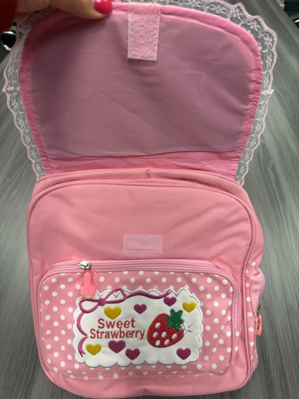 Sweet Strawberry Pink Kids Backpack